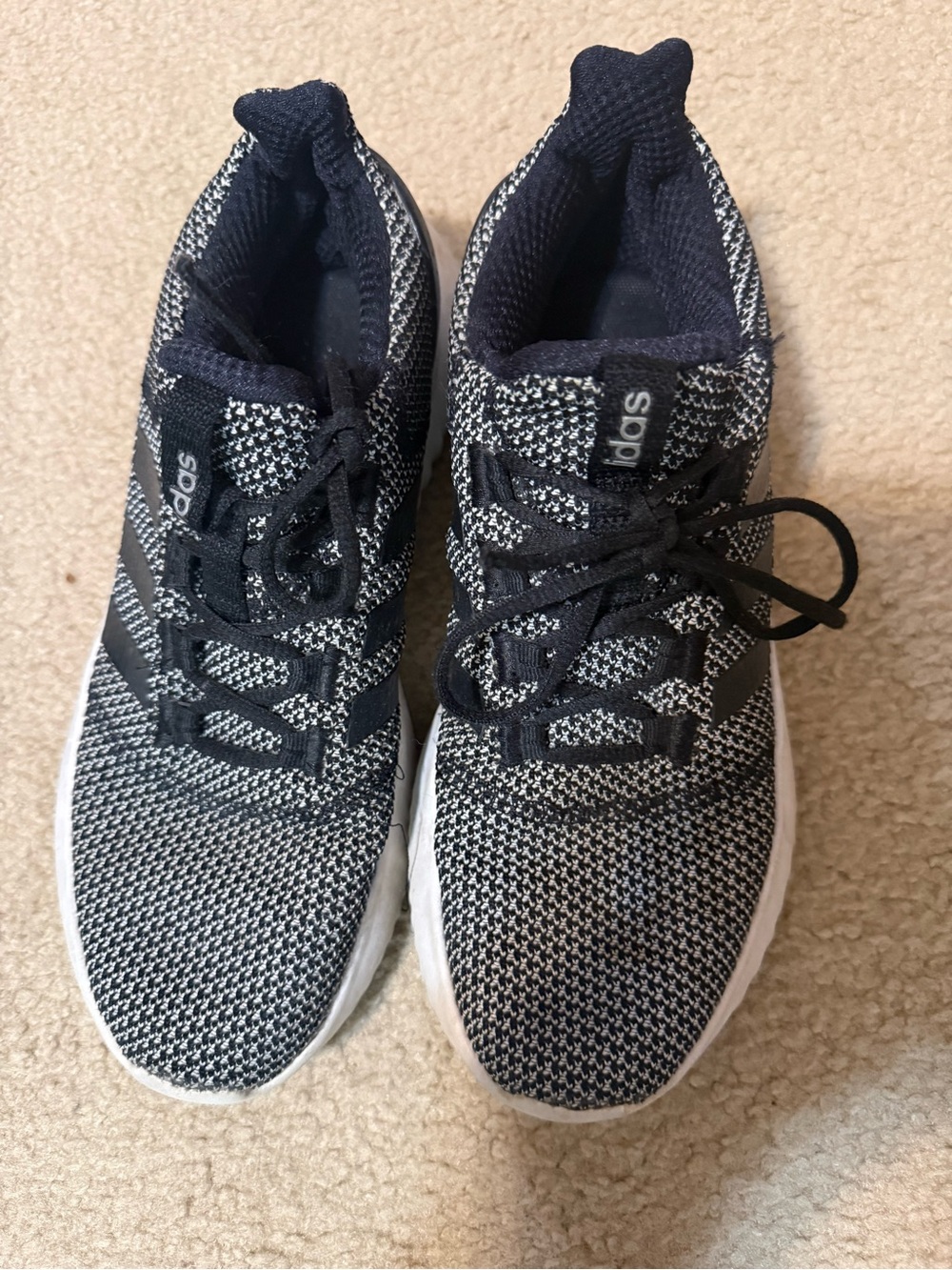 adidas Black & White Knit Low-Top Sneakers